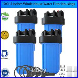 4 Pack Big Blue 10 Water Filter Clear Housing For Whole House 1 Outlet/Inlet