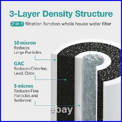 4-Stage Clear Whole House Water Filter Housing Filtration &Spin Down Pre-Filter