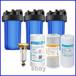 4-Stage Filtration Whole House 10 Water Housing System + Spin Down Water Filter