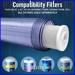 4 Transparent High Capacity 20 x 4.5 Whole House Filter Systems 1 Brass Port