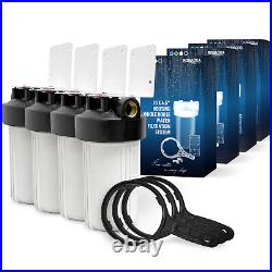 4 White High Capacity 10 x 4.5 Whole House Filter Purifier System 1 Brass Port