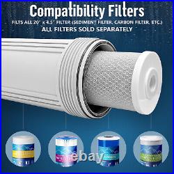 4 White High Capacity 20x4.5 Whole House Filter Purifier Systems 1 Brass Port