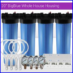 4 x20x4.5 BB Whole House Filter Blue Housing 1 Ports with Wrench, Gauge, Bracket
