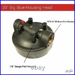 4 x 20 Big Blue Whole House Water System Filter Housing with Pressure Gauge Hole