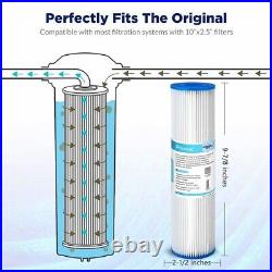 50 Pack 10 x 2.5 Pleated Sediment Filter Whole House Well Water Pre-Filtration