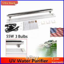 55W 12GPM Ultraviolet Light Water Purifier Whole House Sterilizer 3 UV Bulbs USA