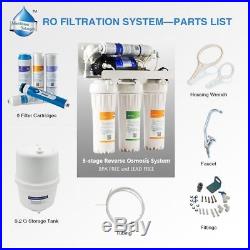 5Stage Reverse Osmosis Water System 50GPD RO Membrane Whole House w booster pump