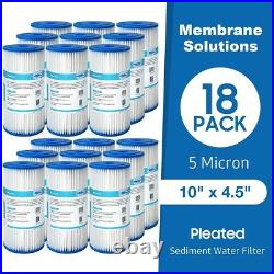 5 Micron 10 x 4.5 Whole House Washable Pleated Sediment Water Filter 18-Pack