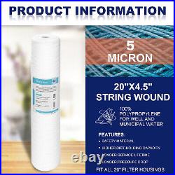 5 Micron 20x4.5 String Wound Sediment Water Filter Whole House Pre-Filtration