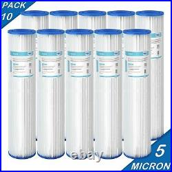 5 Micron 20x4.5 Whole House Sediment Pleated Water Filter for Big Blue 10 Pack