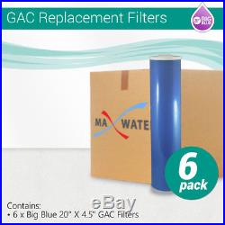 (6) Big Blue 20x4.5 Whole House GAC Granular Coconut Shell Carbon Water Filter