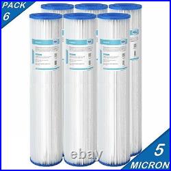 6 Pack 20 x 4.5 Whole House Pleated Sediment Water Filter Replacement 5 Micron