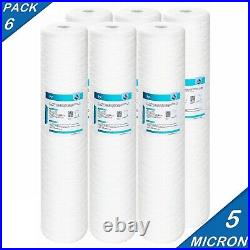 6 Pack 20x4.5 String Wound Whole House Well Water Sediment Filter Fit Big Blue