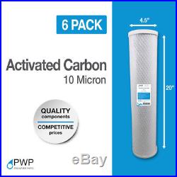 6 Pack 4.5 x 20 In Carbon Block Water Filter Whole House RO CTO 10 Micron