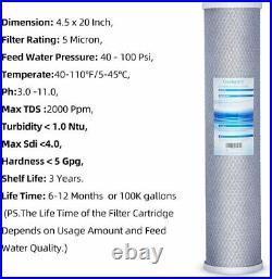 6 Pack Big Blue PP Sediment and Carbon Block Replacement Water Filter 20 x 4.5