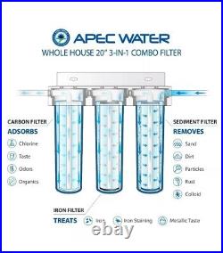 APEC 3 Stage Whole House Water Filter System With Iron, Sediment, & Chlorine Flt