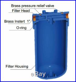 Aqua Filter Whole House Filtration System 3 Stage Big Blue 10 x 4.5 Twin Gauge