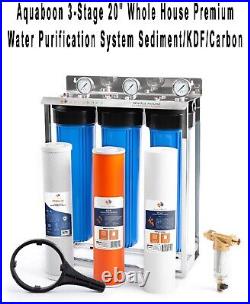 Aquaboon 3-Stage 20 Whole House Premium Water Purification System Sed/KDF/Carb