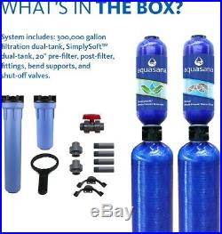 Aquasana Whole House Water Filter 300,000 Gal. 5-Stage Dual Tank Threaded Blue