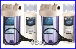 BLUONICS Big Blue Whole House Water Filter 10 Sediment & Carbon + CLEAR HOUSING