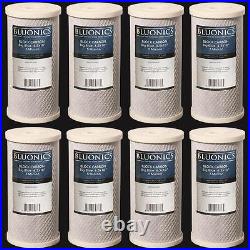 BLUONICS Carbon Block Water Filters 8pcs Standard 4.5 x 10 Cartridges