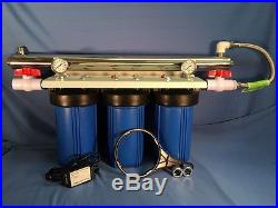 Big Blue 10 Triple Whole House Water Filter-8 gpm UV withBall Valves and Gauges