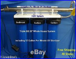 Big Blue 20 Triple Whole House Water Filter-12gpm UV-Sediment & Carbon Filters