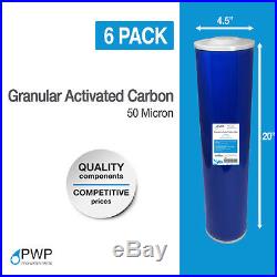 Big Blue 20x4.5 Whole House GAC Granular Coconut Shell Carbon Water Filter 50Mic