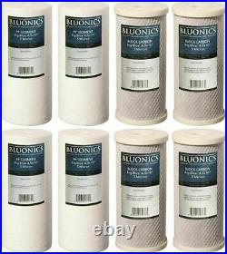 Bluonics 8 Filters 4 Carbon Block & 4 Sediment (Standart 4.5 x 10 Cardridges)