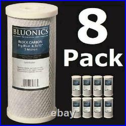 Bluonics 8-PK Carbon Block 10 x 4.5 Whole House Charcoal Water Filters 5 Micron