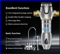 Central Double Pre Filter Whole House Water Purifier Backwash Pressure Gauge