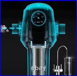 Central Double Pre Filter Whole House Water Purifier Backwash Pressure Gauge