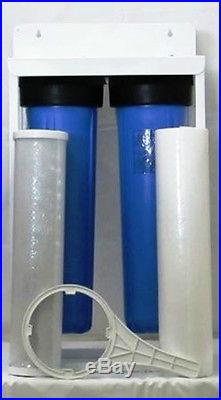 Dual Big Blue Stand Whole House Water Filter System Carbon + Sediment Filters