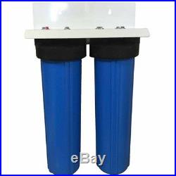 Dual Whole House Big Blue Water Filter Housing 4.5 x 20 Pressure Relief 1 NPT