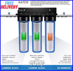 F3WGB32B 4.5 X 20 3-Stage Whole House Water Filter Replacement Pack Set with S