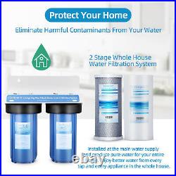 Geekpure 2 Stage Heavy Duty Big Blue Whole House Water Filter System 10 x 4.5