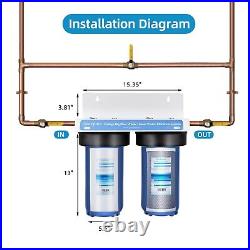 Geekpure 2 Stage Whole House Water Filter System-1 NPT 4.5 x 10 PP Carbon