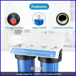 Geekpure 2 Stage Whole House Water Filter System 1 Port 4.5 x 20 with PP Carbon