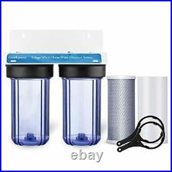 Geekpure 2 Stage Whole House Water Filter System with 10-Inch Big Clear Housi