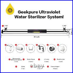Geekpure Ultraviolet Light Water Purifier Whole House UV 55w 12GPM 1-inch Inlet