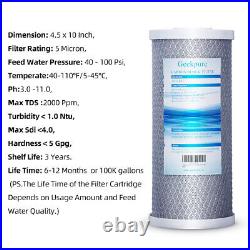 Geekpure Whole House Carbon Block Replacement Water Filter 5 Mic 4.5x10 Pack12