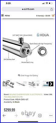 HQUA-OWS-12 Ultraviolet Water Purifier Sterilizer Filter for Whole House 12GP