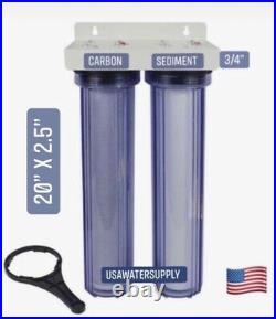 High Flow 2 Stage Water Filter System 20 Portable 3/4 Ports Whole House & RV