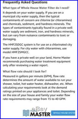 Home Master HMF2SDGC Whole House 2-Stage Water Filter with Fine Sediment & Carbon