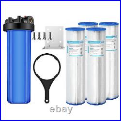 Home Whole House Water Filter Housing System &4P 20 x4.5 PP Pleated Filtration