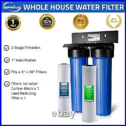 ISpring 2 Stage Whole House Water System with Iron/Lead Reducing Filter 20x4.5