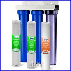 ISpring 3-Stage Under Sink Whole House Water Filter System 20 x 2.5 Carbon