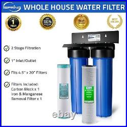 ISpring Iron/Manganese Removal Whole House Water Filter 2 Stage System 20x4.5