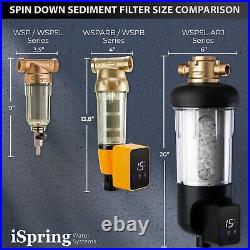 ISpring WSP50SL-ARJ Reusable Whole House Spin Down Sediment Water Filter