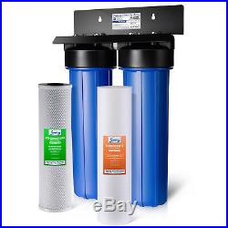 ISpring Whole House Water Filter 2 stage Big Blue 1 Port+Carbon, Sediment filter